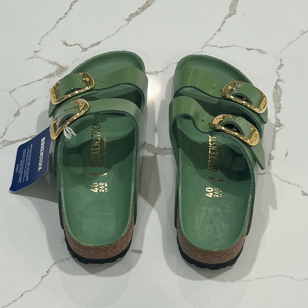 Birkenstock Olive Sandals with Gold Accents - Picture 2 of 5
